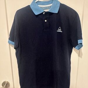 Classic Blue Polo Shirt with Light Blue Collar